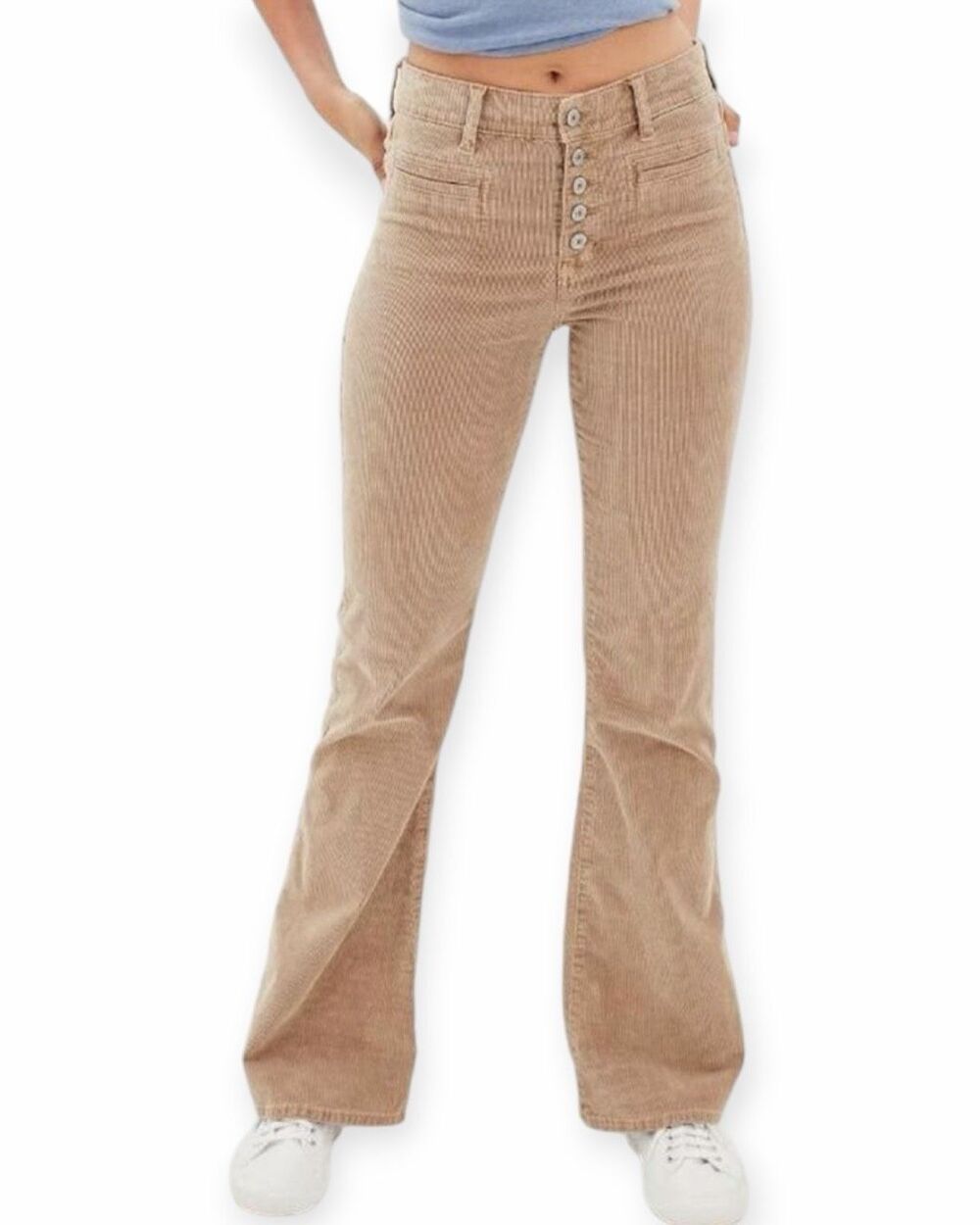 AMERICAN EAGLE Stretch Super Hi-Rise Brown Corduroy Flare Pants Size 2 Regular
